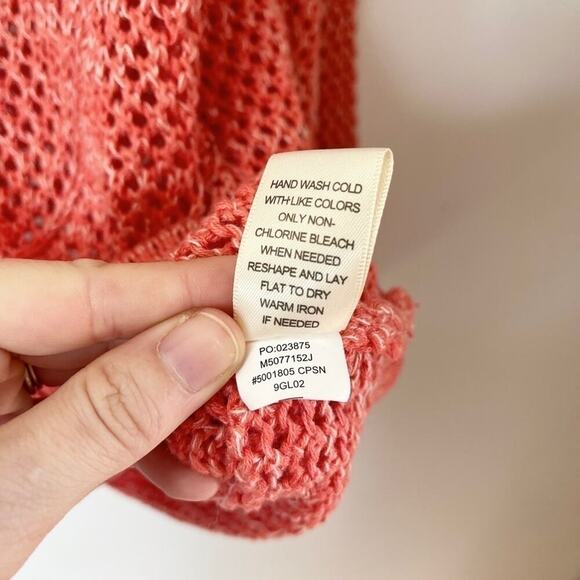 John Paul Richard Women Sweater Size L Open Knit Pink Tunic Long Sleeve Pullover - Picture 8 of 8